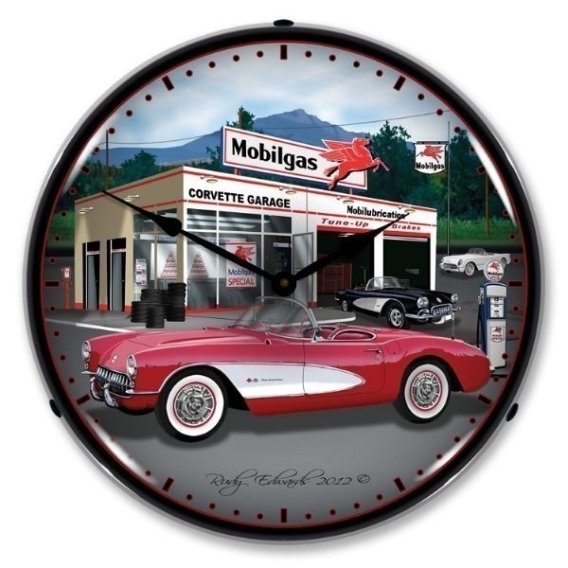 LED Clock- Red Mobilgas For 1957 Corvette