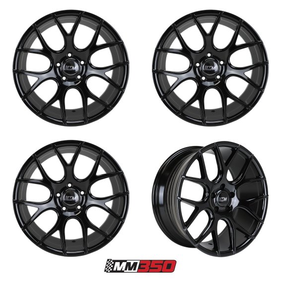 MM350 19x85/95 Staggered Wheel Set Gloss Black For 2005-2014 Mustang