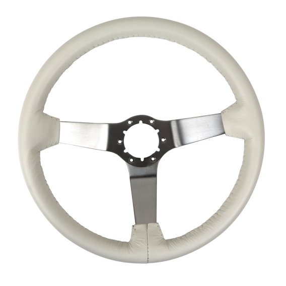 Steering Wheel White Leather Satin Spokes For 1977 Corvette