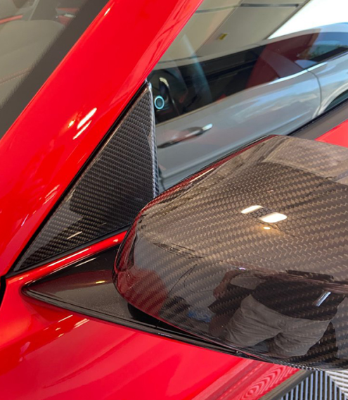 2020-2024 C8 Corvette Carbon Fiber Exterior A-Pillar Triangle Replacements