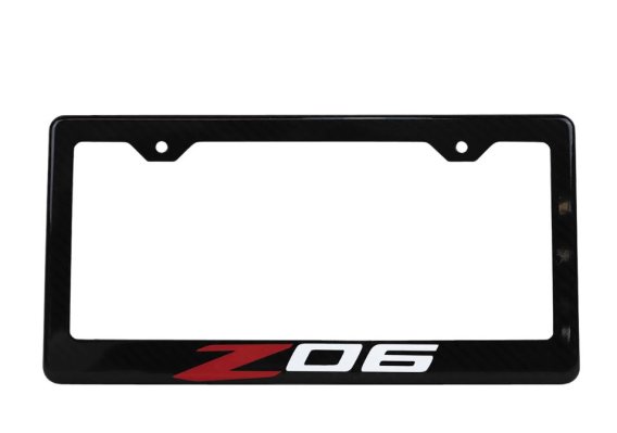 2020-2024 C8 Corvette License Plate Frame Carbon Fiber W/Red & White Z06 Logo