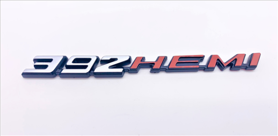 2008-Present Dodge Challenger & Charger Retro 392 HEMI Emblem - Silver with HEMI Orange for Hood,...