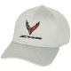 2020-2024 Corvette C8 Ralph White Merchandising Z06 Embroidered Heathered Cap With Flags - Light ...