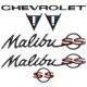 1964-67 Chevrolet Chevelle/Malibu Emblem Kit Black & Red. Sold as a Set