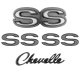 1970-72 Chevrolet Chevelle Emblem Kit Black & Gray. Sold as a Set