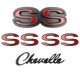 1970-72 Chevrolet Chevelle Emblem Kit Black & Red. Sold as a Set