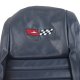 Embroidered 100% Leather Seat Covers Dark Blue w/ 2" Bolster For 82 Corvette