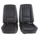 1968 C3 Corvette Mounted Seats Black "Leather-Like" Vinyl First Design With Headrest Bracket