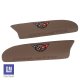 C5 Corvette Leather Armrest Pads with C5 Flag Logo in Parchment Finish