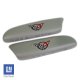 C5 Corvette Leather Armrest Pads with C5 Flag Logo in Gray Finish