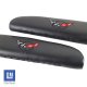 C5 Corvette Leather Armrest Pads with C5 Flag Logo in Black Finish