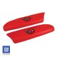 C5 Corvette Leather Armrest Pads with C5 Flag Logo in Torch Red Finish