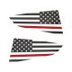 2014-2019 C7 Corvette Quarter Window Flag Decal - Blk Carbon Fiber Texturd - Std USA Flag W/Red S...