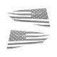 2014-2019 C7 Corvette Quarter Window Flag Decal - Silver Carbon Fiber Textured - Distressed USA F...