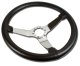 Steering Wheel Black Leather Chrome Spokes For 1977-1981 Corvette