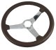 Steering Wheel Dark Brown Leather Chrome Spokes For 1977-1978 Corvette