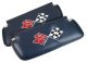 C3 1974-1975 Corvette Sunvisors Pair Embroidered With Logo Dark Blue Madrid