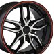 C7 Z51 Style Deep Dish Wheel Repli Black Machined Face W/Red Stripe 18x105 For 1988-04 Corvette