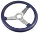 Steering Wheel Dark Blue Leather Satin Spokes For 1977 Corvette