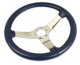 Steering Wheel Dark Blue Leather Chrome Spokes For 1977 Corvette